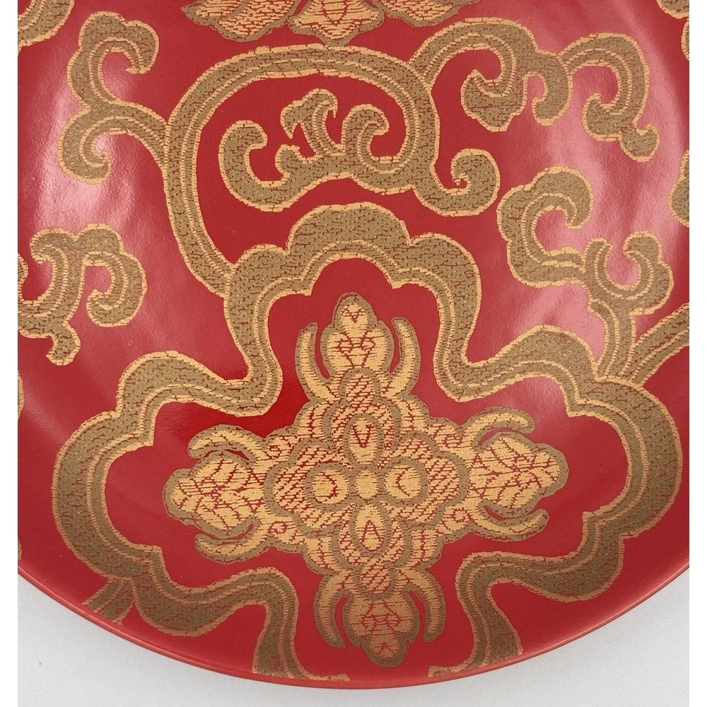 Pottery Barn Chinoise Dessert / Salad Plates Set of 6 Red & Gold 7